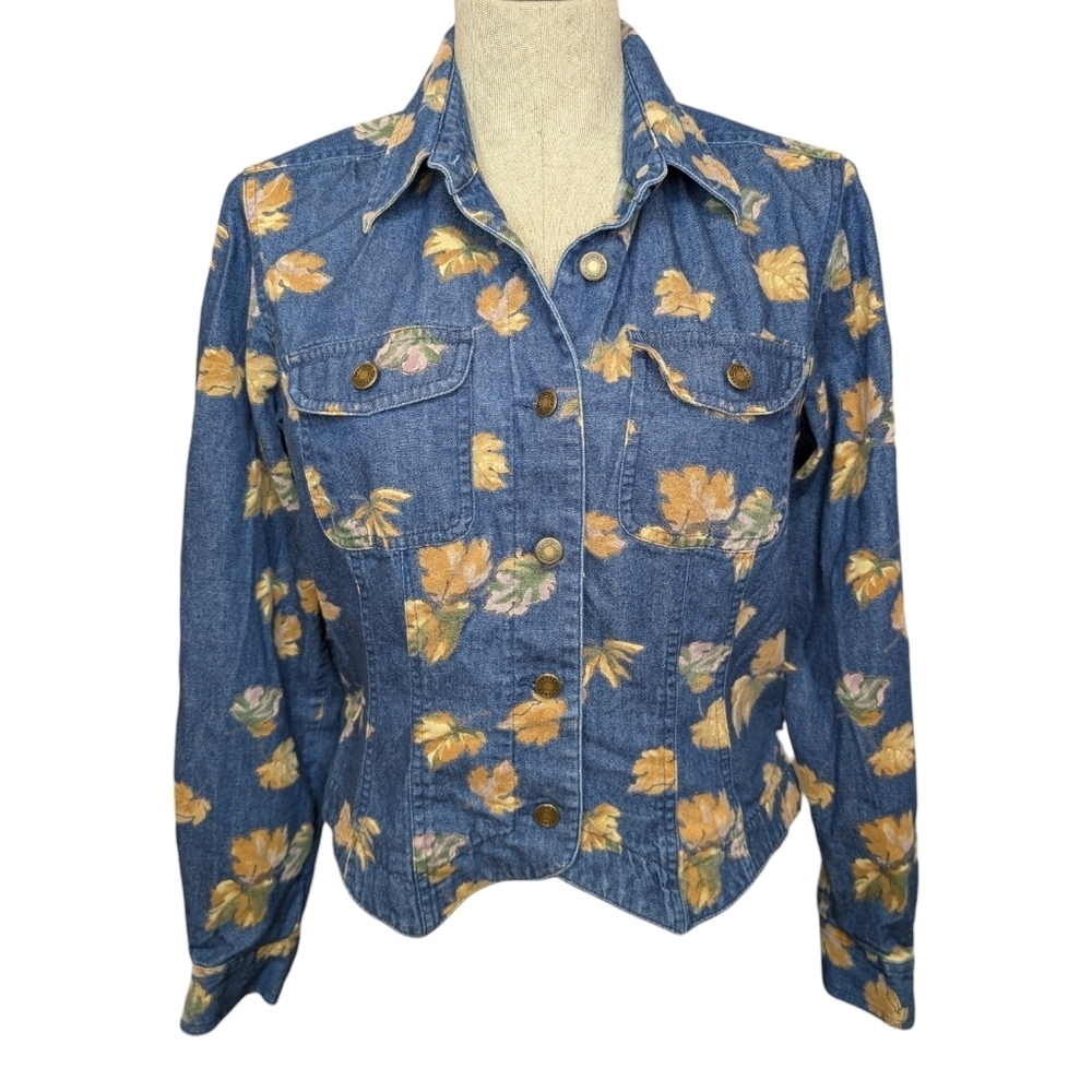Vintage Villager Sport Foliage Denim Jacket Women’s Medium Cropped